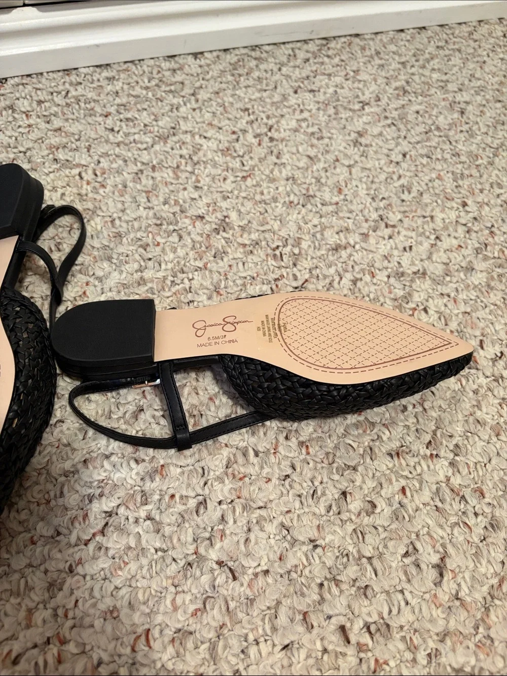 Jessica Simpson Black Woven Pointed Slingback Flats
